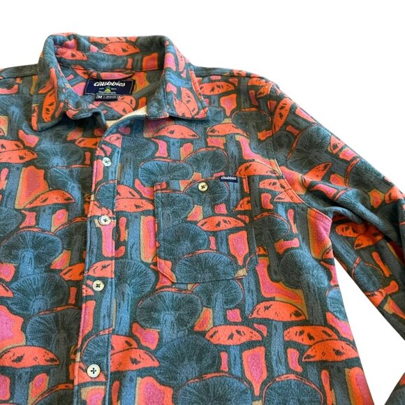 Chubbies Cloud-10 Overshirt The Funky Spore Button-Down Flannel Shirt Medium Men - Picture 4 of 11